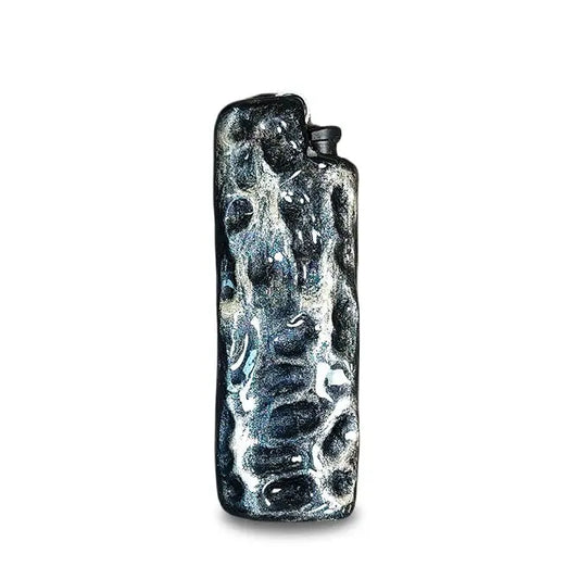 Textured metallic lighter case with glossy black and silver finish, Mellow Sora accessory