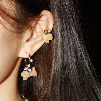 Fluffy Bow Pup (Left ear cuff only)