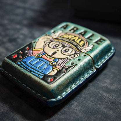 Handcrafted leather lighter case with colorful cartoon character, Mellow Sora accessory